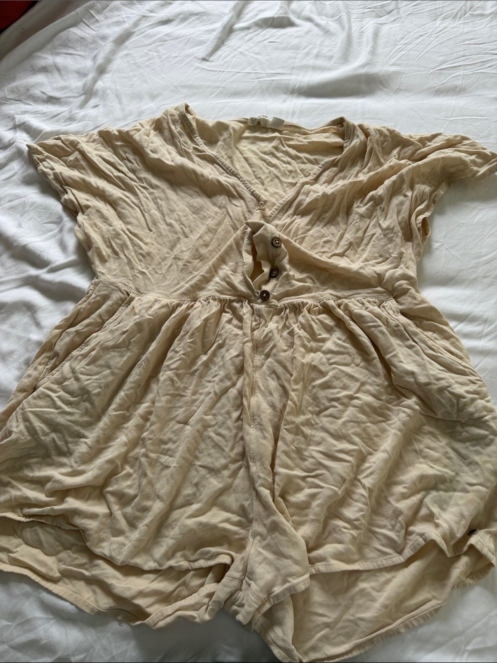 Roxy Cream Short Sleeve Romper